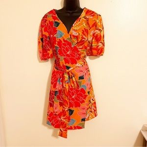SHEIN Orange/Red Wrap Dress